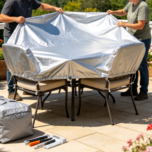 Patio Sun Protection Cover On-site Setup