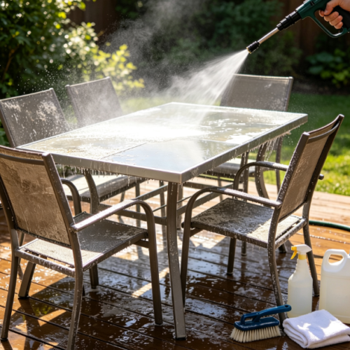 Backyard Table & Chair Pressure Washing